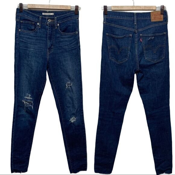 Levis Mile High Super Skinny Jeans Raw Hem 27 - Picture 1 of 9